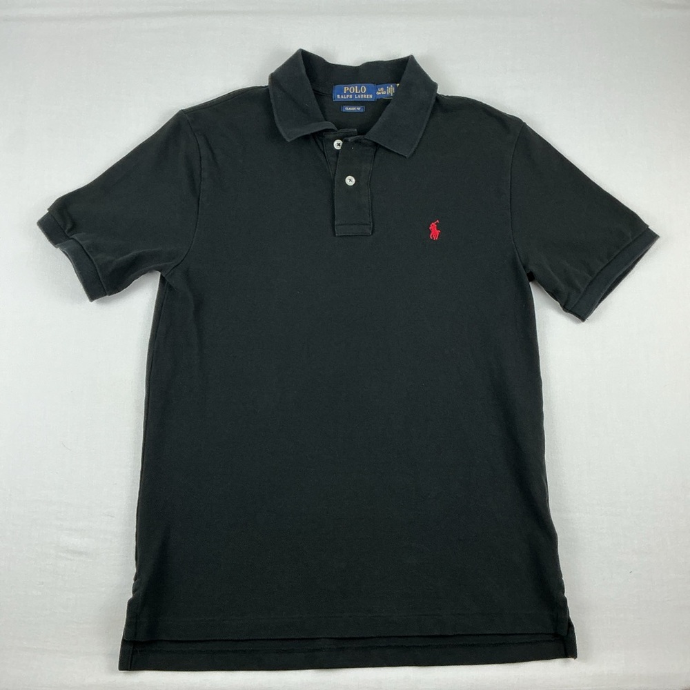 Polo Ralph Lauren Classic‎ Fit Shirt  Boys L (14-16) Black Pony Red Short Sleeve